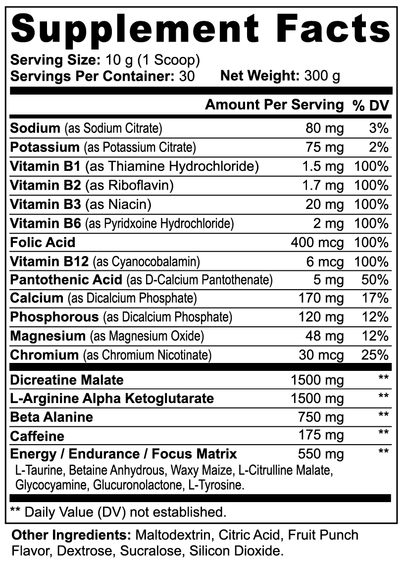 Alpha Nitric Shock Pre-Workout Powder (Fruit Punch)